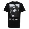 Camiseta con estampado gráfico de la Mona Lisa oversize /Blanca
