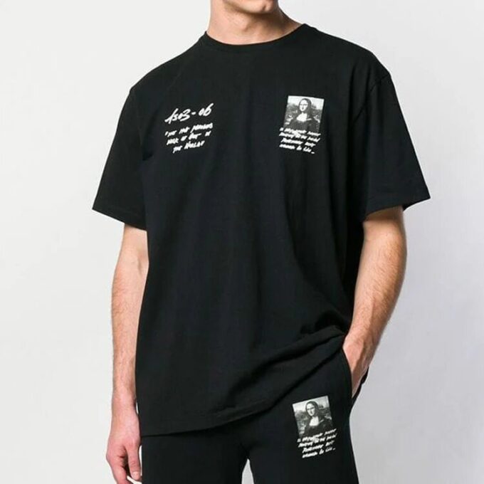 Camiseta con estampado gráfico de la Mona Lisa oversize /Blanca