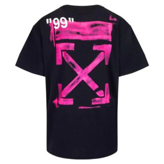 Camiseta con estampado serigráfico SS «Negro, fucsia y rosa»