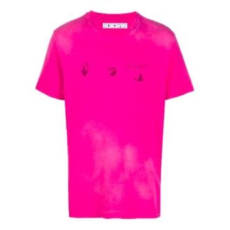 Camiseta con logotipo bordado descolorido para hombre, rosa