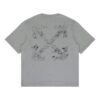 Camiseta con salpicaduras de pintura y flechas, corte diagonal «Gris jaspeado»
