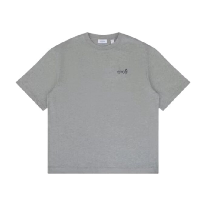 Camiseta con salpicaduras de pintura y flechas, corte diagonal «Gris jaspeado»