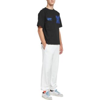 Camiseta de algodón clásica con estampado del logotipo de Arrows, cuello redondo y pantalones cortos, color negro