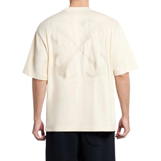 Camiseta de algodón con bordado de flechas «Angora White»
