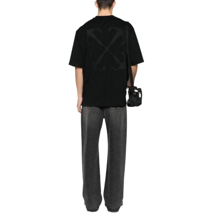 Camiseta de algodón con bordado de flechas «Negro»