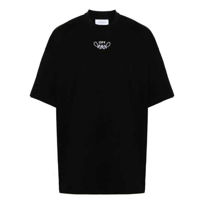 Camiseta de algodón con estampado de flecha y pañuelo «Negro»