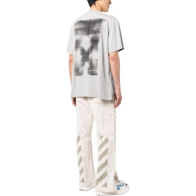 Camiseta de algodón con estampado de flechas gigantes «Gris»