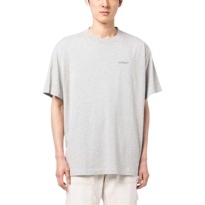 Camiseta de algodón con estampado de flechas gigantes «Gris»