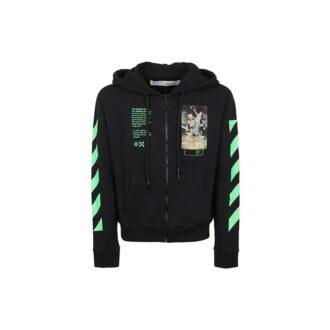 Camiseta de algodón con estampado gráfico y cremallera para hombre, color negro