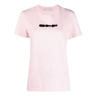 Camiseta de algodón con logo Off-White, pantalones cortos, corte ajustado, rosa