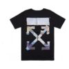 Camiseta de algodón de cuello redondo, manga corta, corte holgado y estampado de flecha pintada, color negro