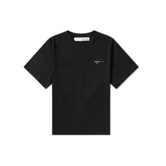 Camiseta de algodón de cuello redondo, manga corta, corte holgado y estampado de flecha pintada, color negro