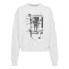 Camiseta de algodón de cuello redondo y manga larga con estampado de flechas, color blanco
