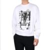 Camiseta de algodón de cuello redondo y manga larga con estampado de flechas, color blanco