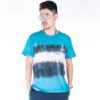 Camiseta de algodón de manga corta con estampado, versión estándar, azul cielo
