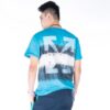 Camiseta de algodón de manga corta con estampado, versión estándar, azul cielo
