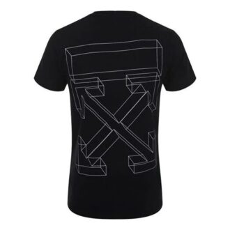 Camiseta de algodón de manga corta de Pantalones Cortos estilo urbano para hombre, negra