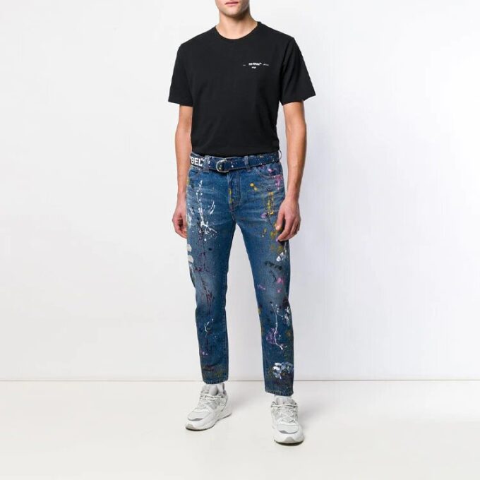 Camiseta de algodón de manga corta de Pantalones Cortos estilo urbano para hombre, negra