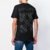 Camiseta de algodón de manga corta de Pantalones Cortos estilo urbano para hombre, negra