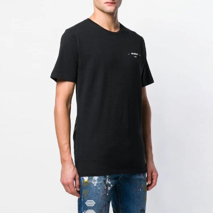 Camiseta de algodón de manga corta de Pantalones Cortos estilo urbano para hombre, negra