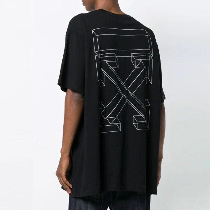 Camiseta de algodón de manga corta oversize con diseño de flechas