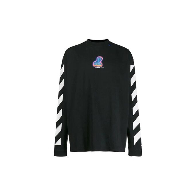 Camiseta de algodón de manga larga con rayas diagonales