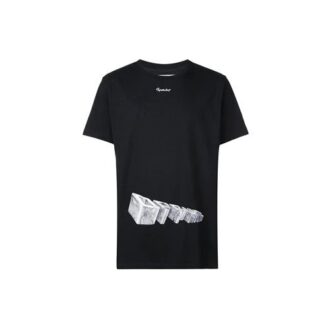 Camiseta de algodón de pantalones cortos con estampado 3D, color negro