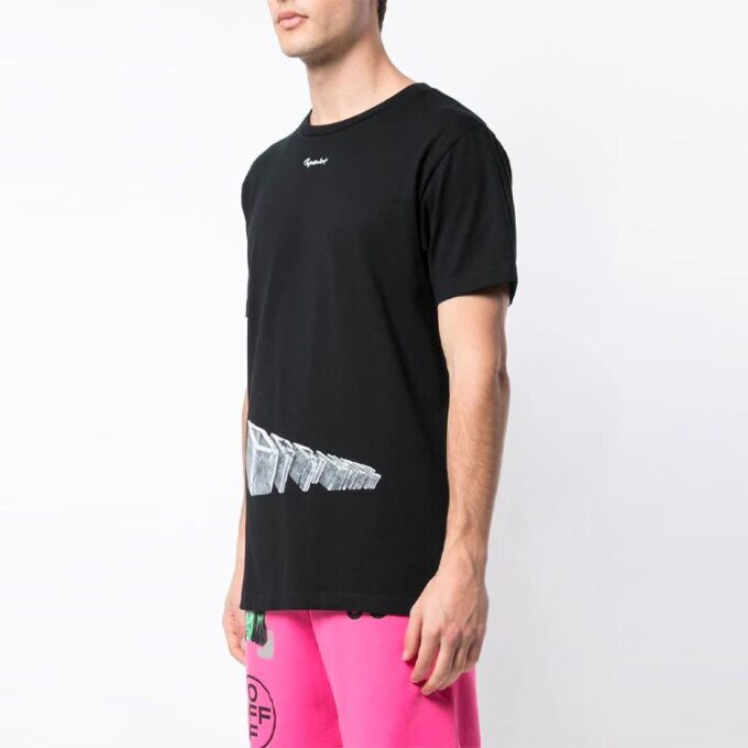 Camiseta de algodón de pantalones cortos con estampado 3D, color negro