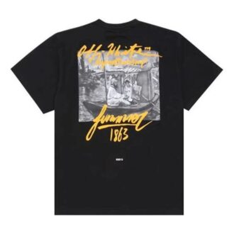 Camiseta de algodón de pantalones cortos holgada con estampado en negro