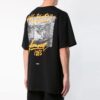 Camiseta de algodón de pantalones cortos holgada con estampado en negro