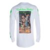 Camiseta de algodón estampada, cuello redondo y manga larga, versión estándar, blanca