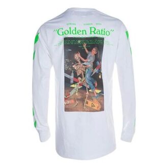 Camiseta de algodón estampada, cuello redondo y manga larga, versión estándar, blanca