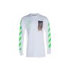 Camiseta de algodón estampada, cuello redondo y manga larga, versión estándar, blanca