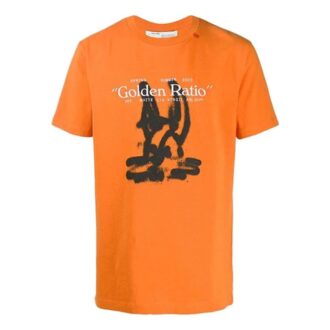 Camiseta de algodón estampada de manga corta naranja