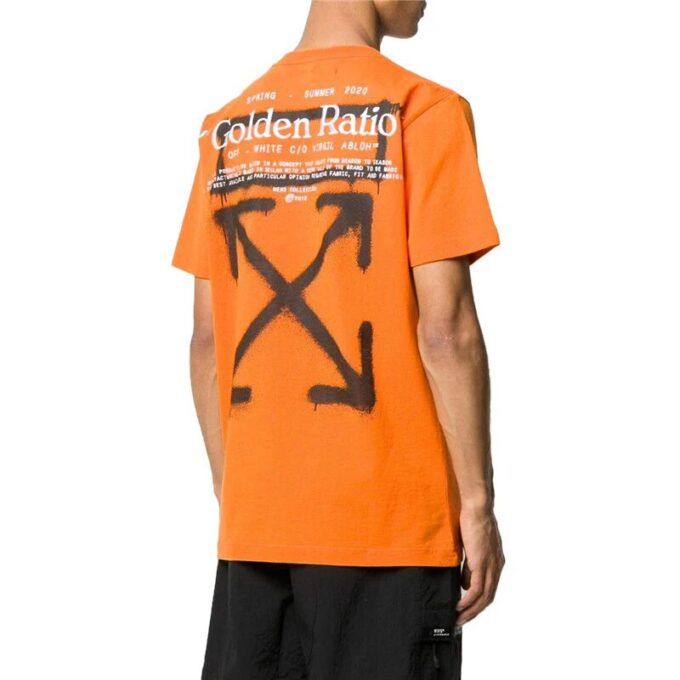 Camiseta de algodón estampada de manga corta naranja