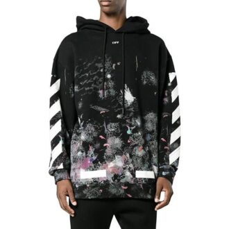Camiseta de algodón holgada con estampado de rayas diagonales Off-White para hombre, color negro