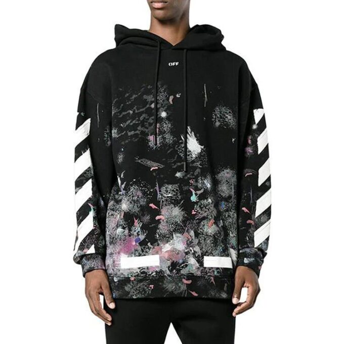 Camiseta de algodón holgada con estampado de rayas diagonales Off-White para hombre, color negro