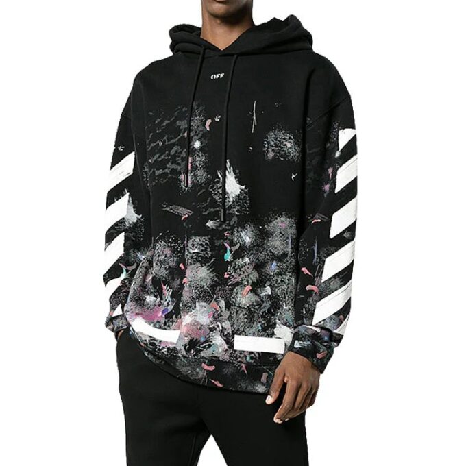 Camiseta de algodón holgada con estampado de rayas diagonales Off-White para hombre, color negro