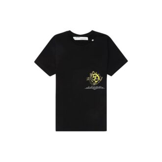 Camiseta de algodón negra con símbolos de la colección primavera-verano 2020, manga corta, para hombre, con logotipo, corte normal
