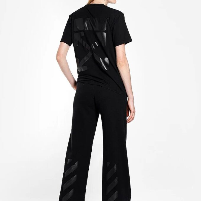 Camiseta de algodón Off-White de pantalones cortos, color negro