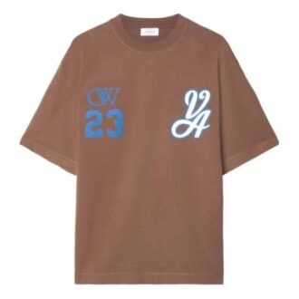 Camiseta de algodón Varsity Skate «Marrón Blanco»