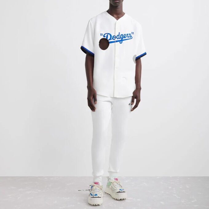 Camiseta de colaboración tripartita Off-White x New Era x MLB «Blanco azul»