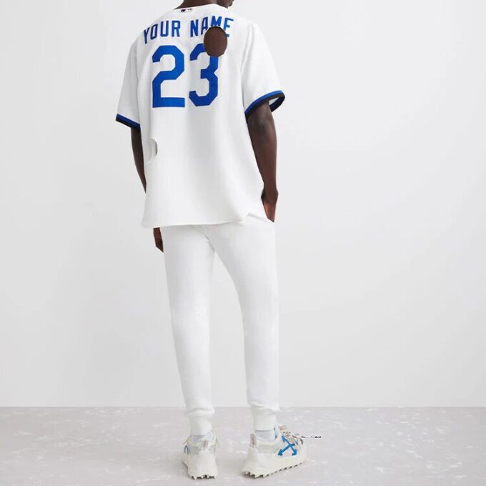 Camiseta de colaboración tripartita Off-White x New Era x MLB «Blanco azul»