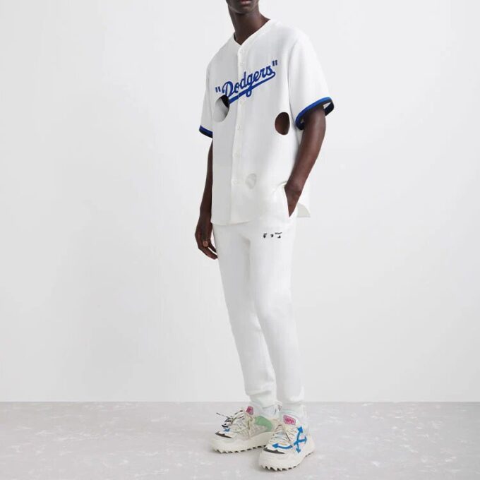 Camiseta de colaboración tripartita Off-White x New Era x MLB «Blanco azul»