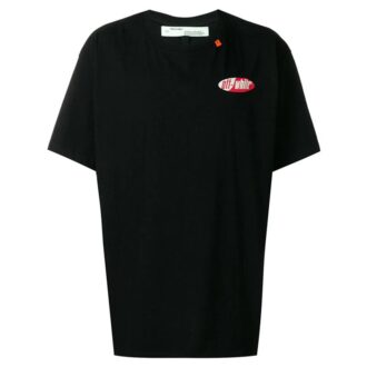Camiseta de corte ajustado con estampado de logotipo dividido /Blanco/Rojo