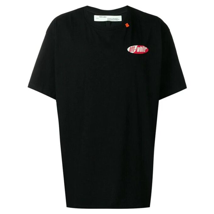 Camiseta de corte ajustado con estampado de logotipo dividido /Blanco/Rojo