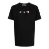 Camiseta de cuello redondo con estampado de flechas «Negro, blanco y rosa»