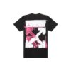 Camiseta de cuello redondo con estampado de flechas «Negro, blanco y rosa»
