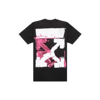 Camiseta de cuello redondo con estampado de flechas «Negro, blanco y rosa»