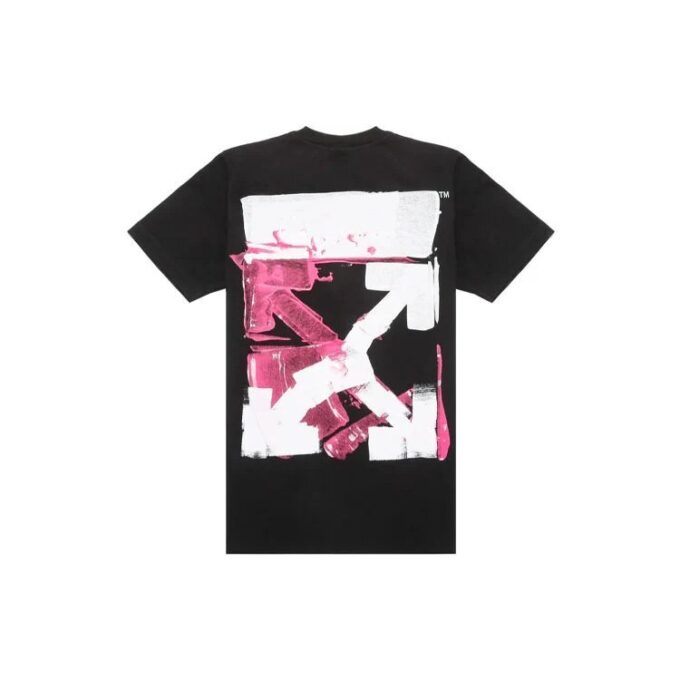 Camiseta de cuello redondo con estampado de flechas «Negro, blanco y rosa»
